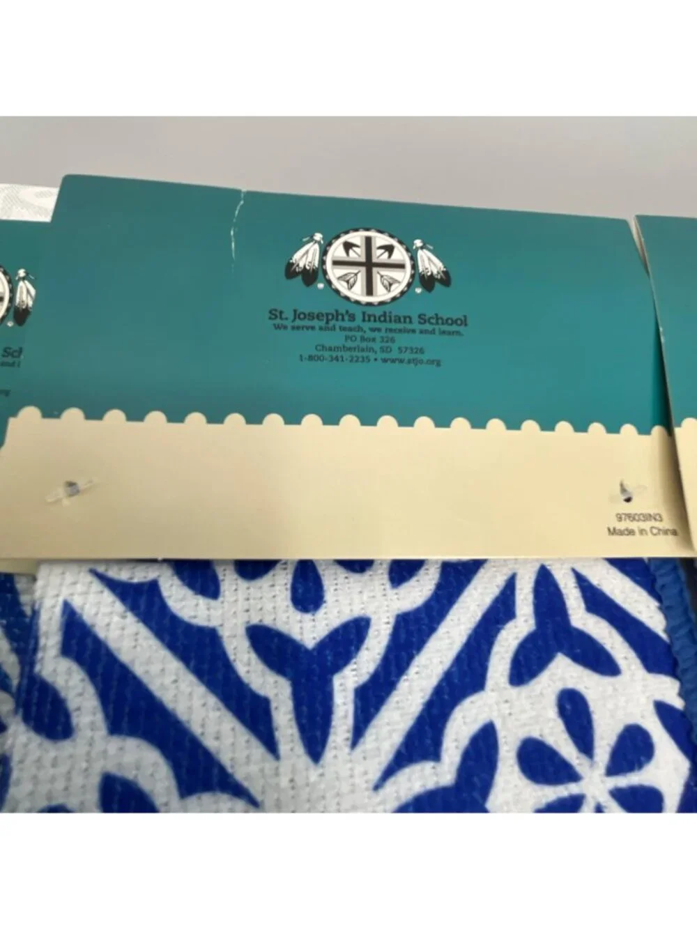 St. Joseph's Indian School Set/3 Reusable Microfiber Cleaning Cloths With Blue &